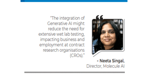 Biospectrum India, had a special issue on Generative AI in Oct 2023. The    cover story carried the views of Molecule AI Director, Neeta Singal.